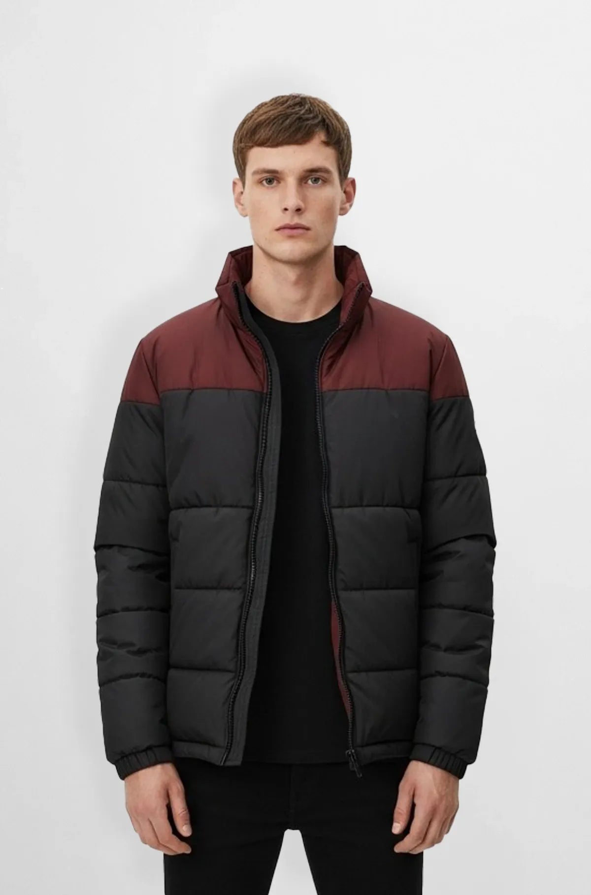 Power Warm Black and Maroon Leather Jacket