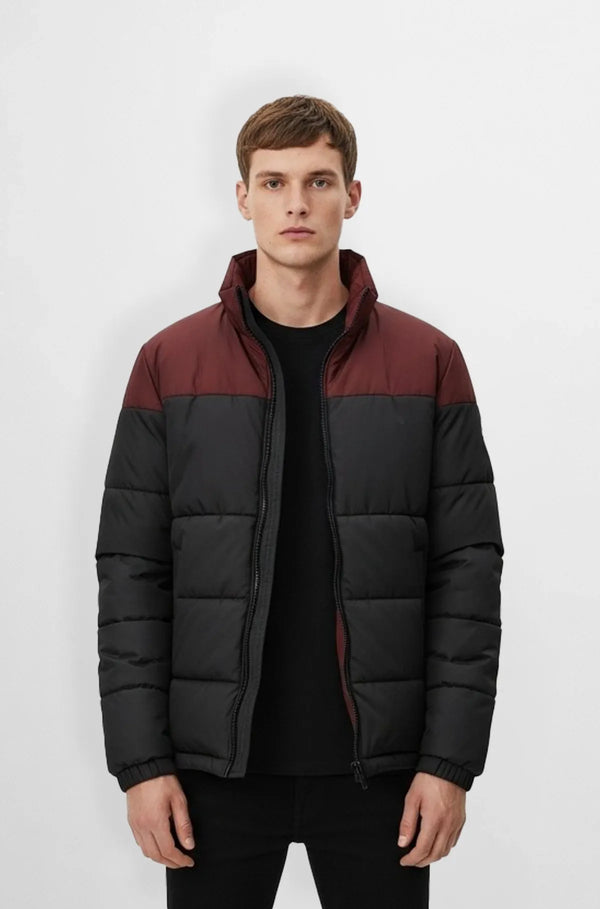 Power Warm Black and Maroon Leather Jacket