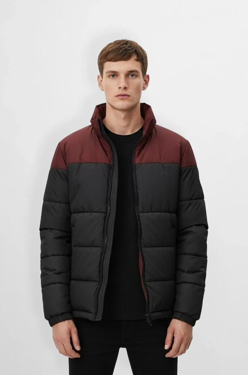 Power Warm Black and Maroon Leather Jacket