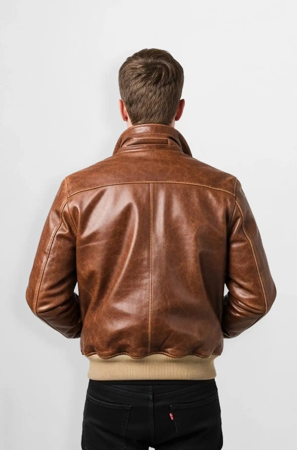 Premium Brown Leather Varsity Bomber Jacket