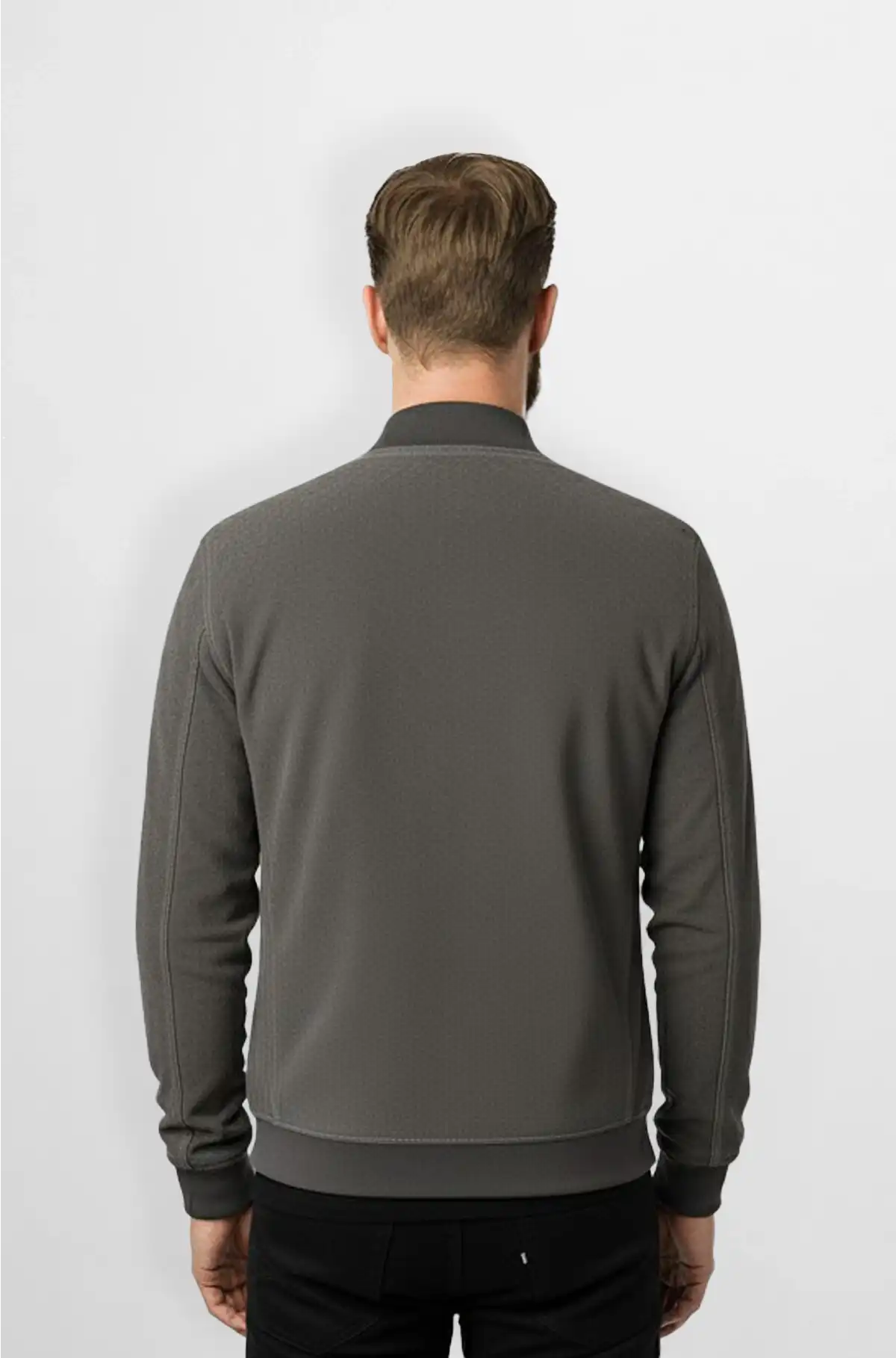 Premium Dark Grey Bomber Leather Jacket
