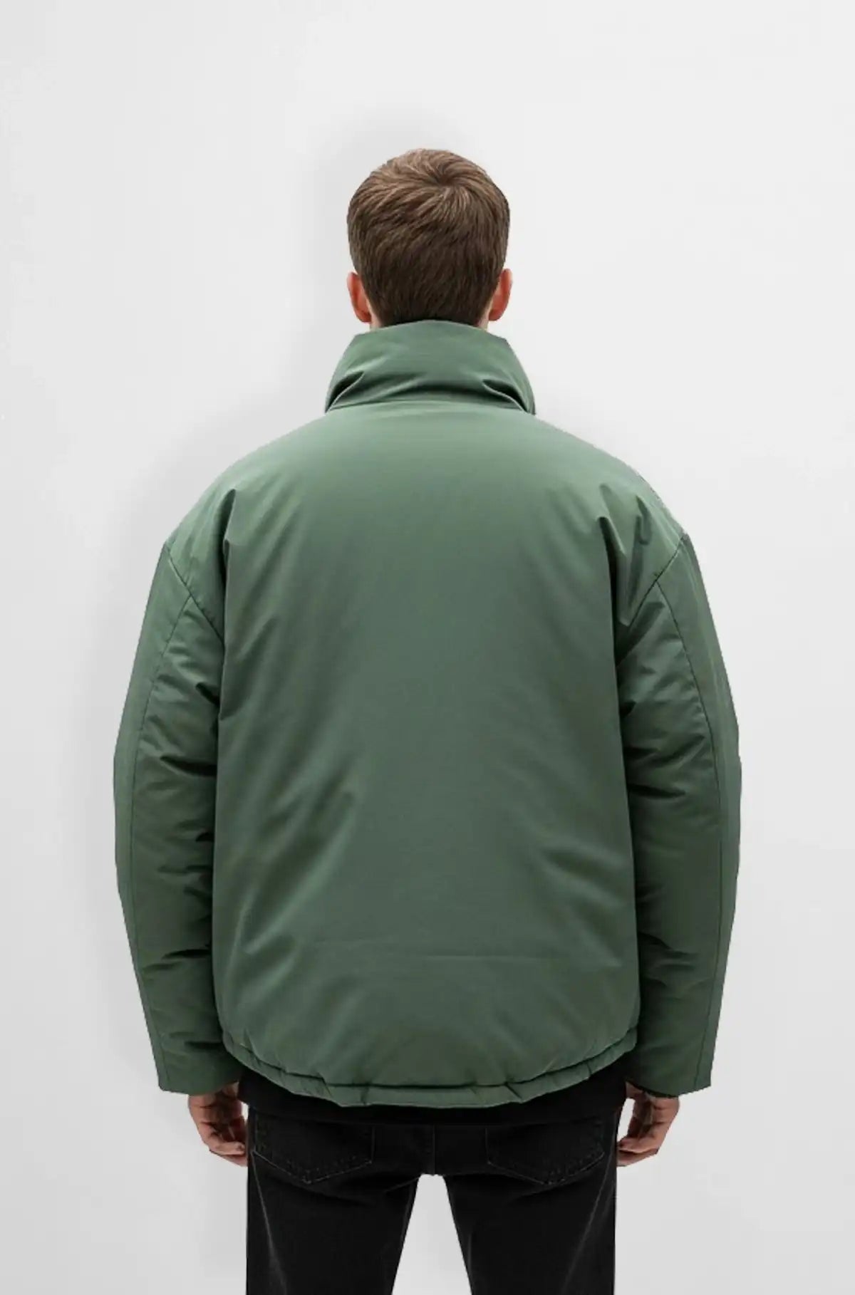 Premium Mint Green Puffer Jacket Back view