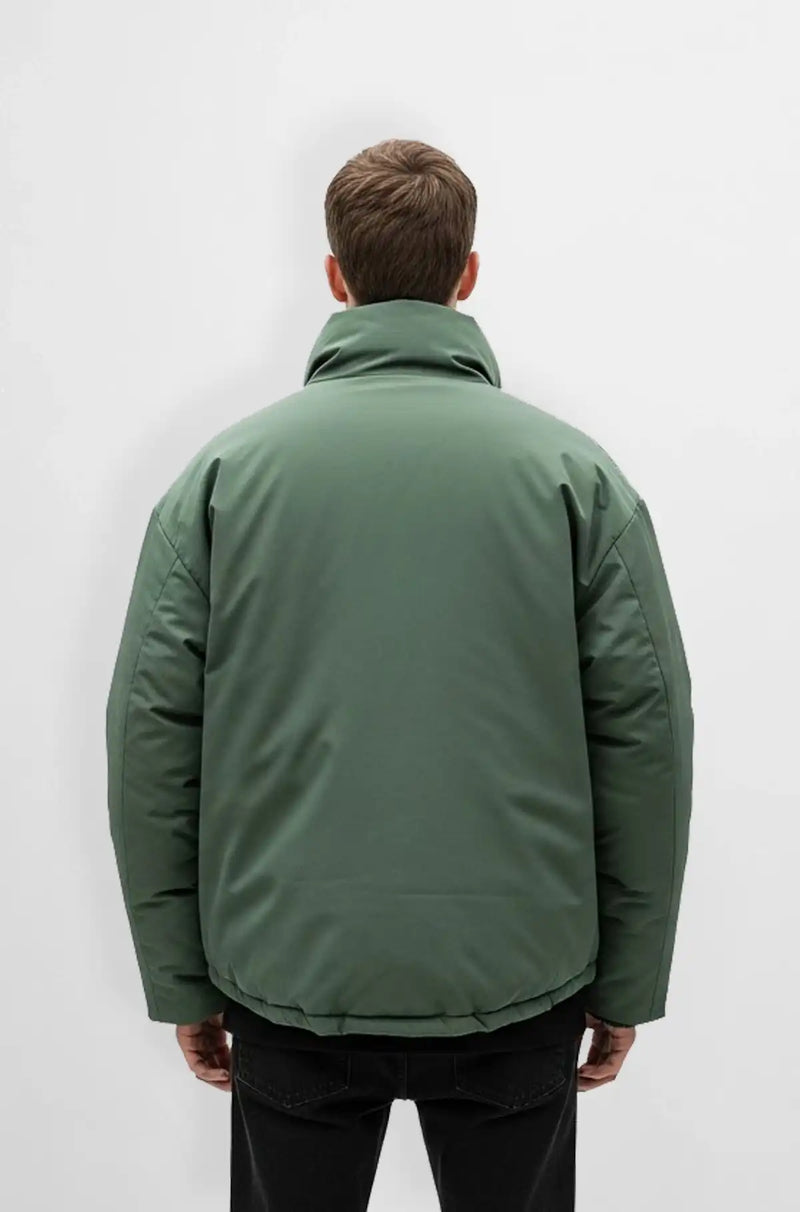 Premium Mint Green Puffer Jacket Back view