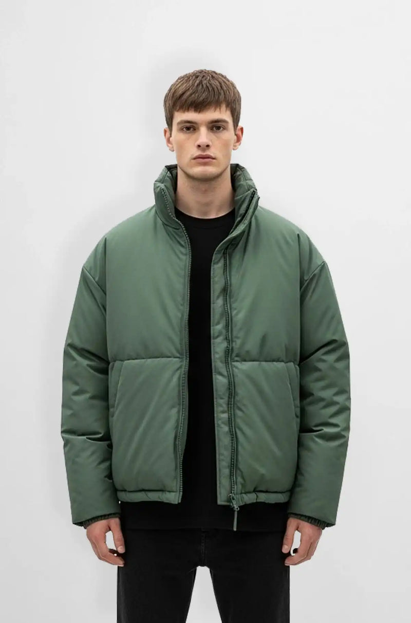 Premium Mint Green Puffer Jacket Front view