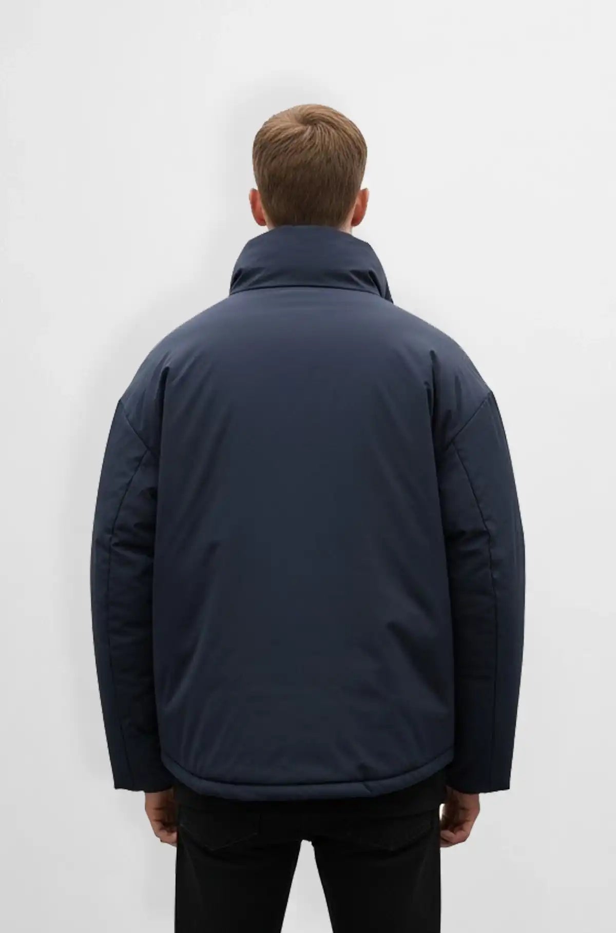 Premium Navy Blue Puffer Jacket Back view