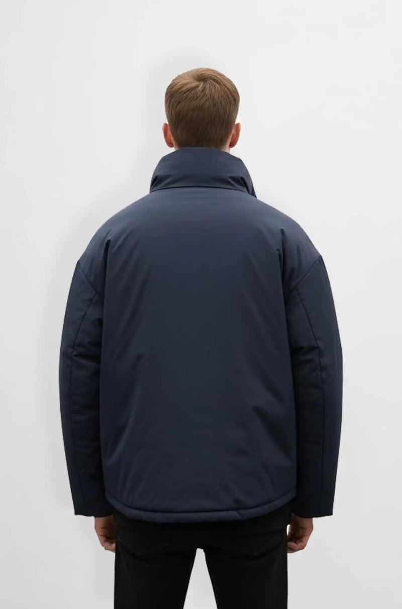 Premium Navy Blue Puffer Jacket Back view