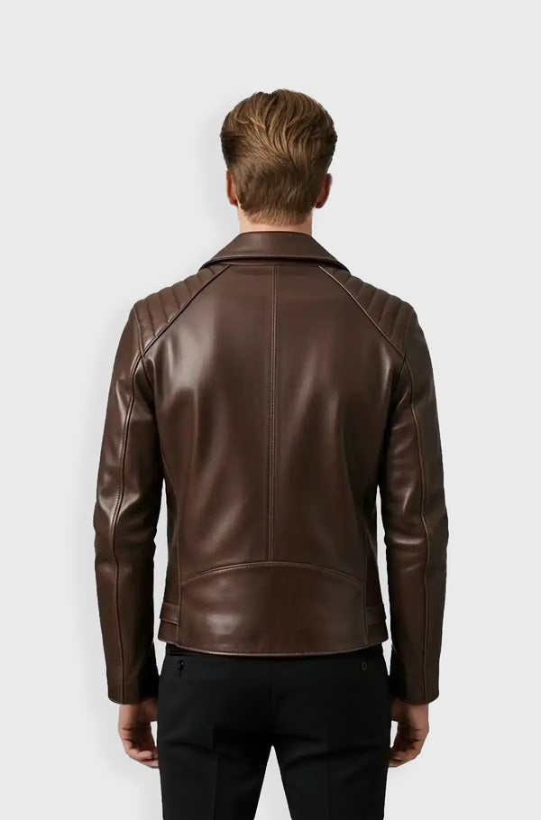 Ridge Classic Brown Leather Biker Back Usa