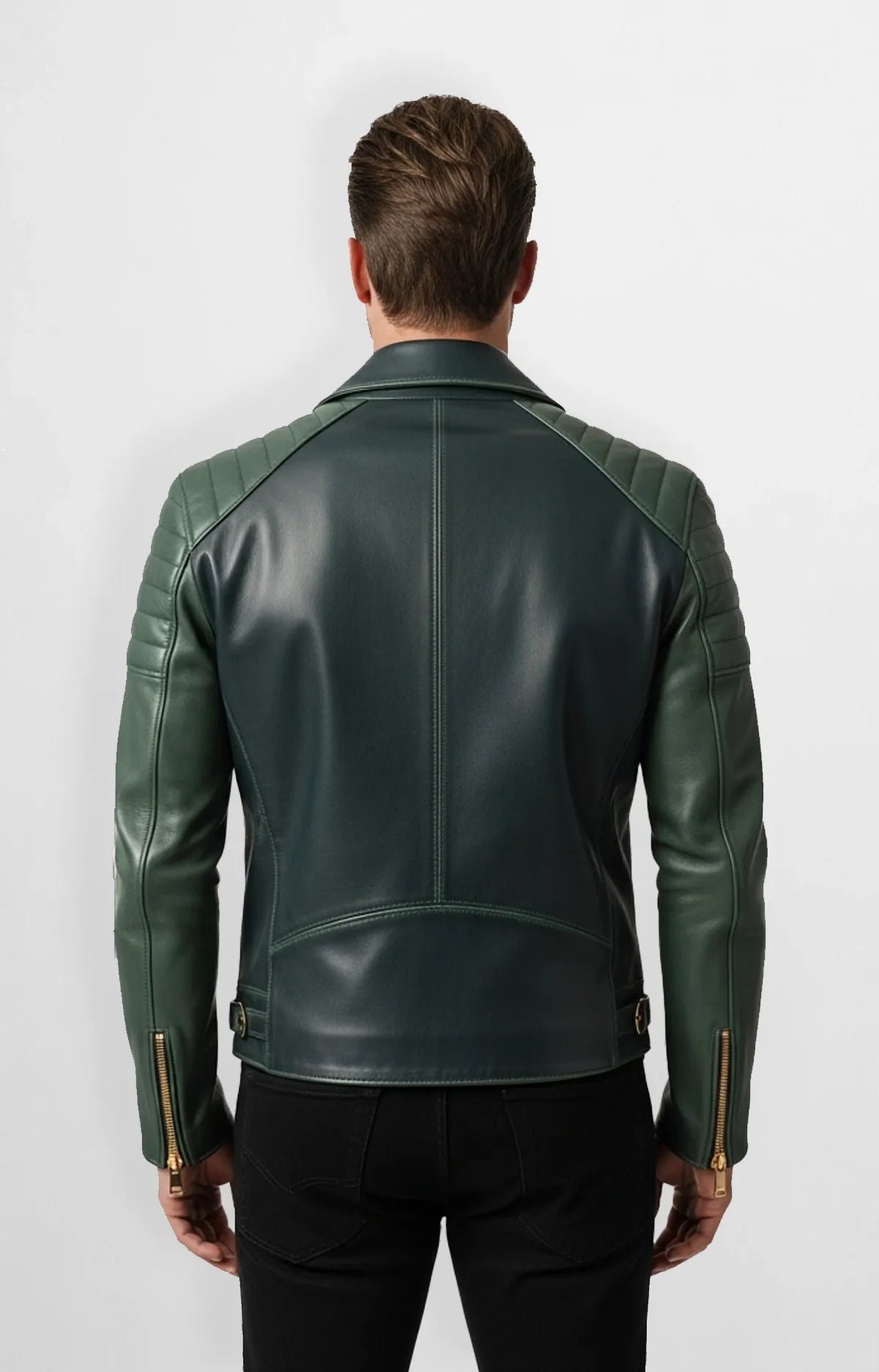Ridge Commander Biker Leather Jacket Back view