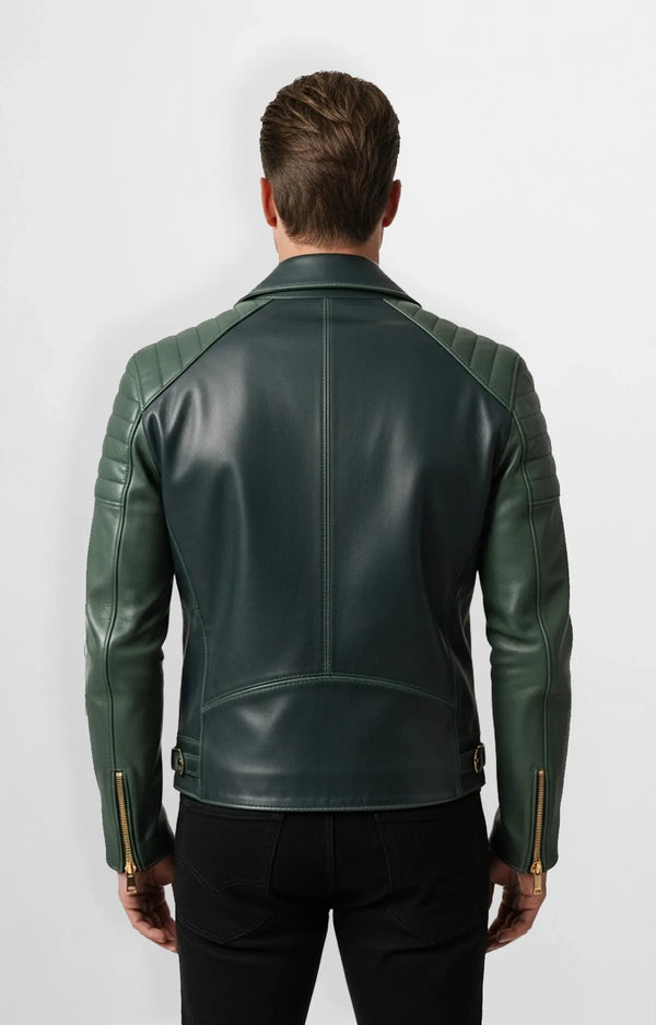 Ridge Commander Biker Leather Jacket Back view
