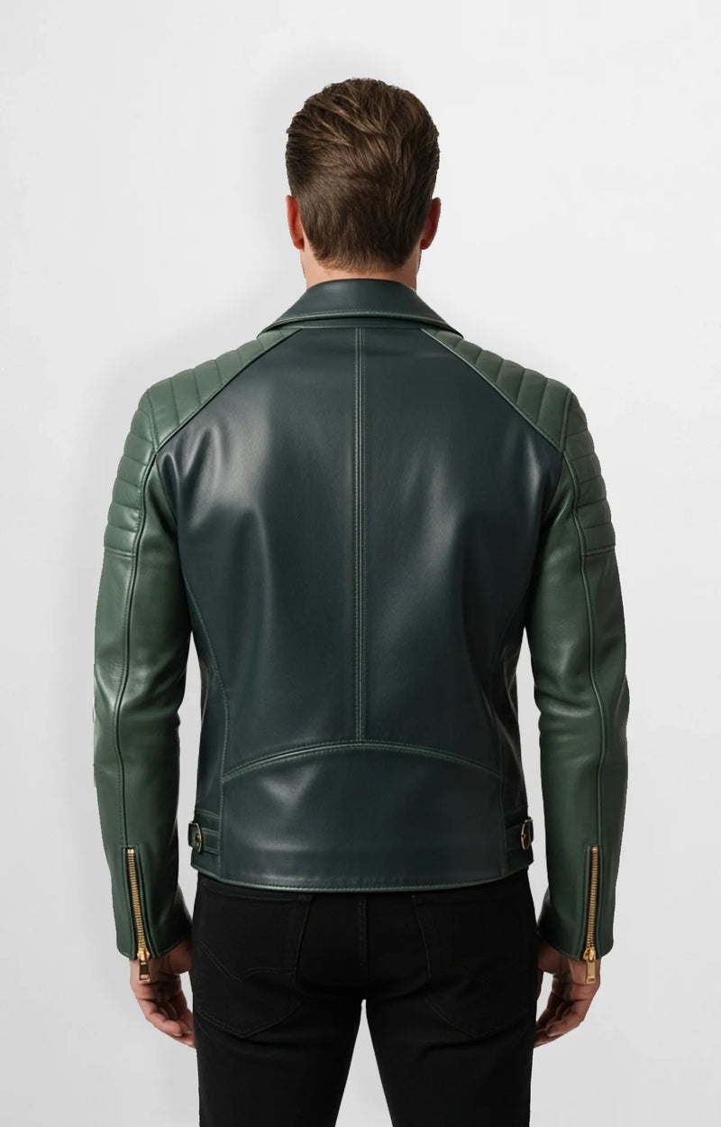 Ridge Commander Biker Leather Jacket Back view