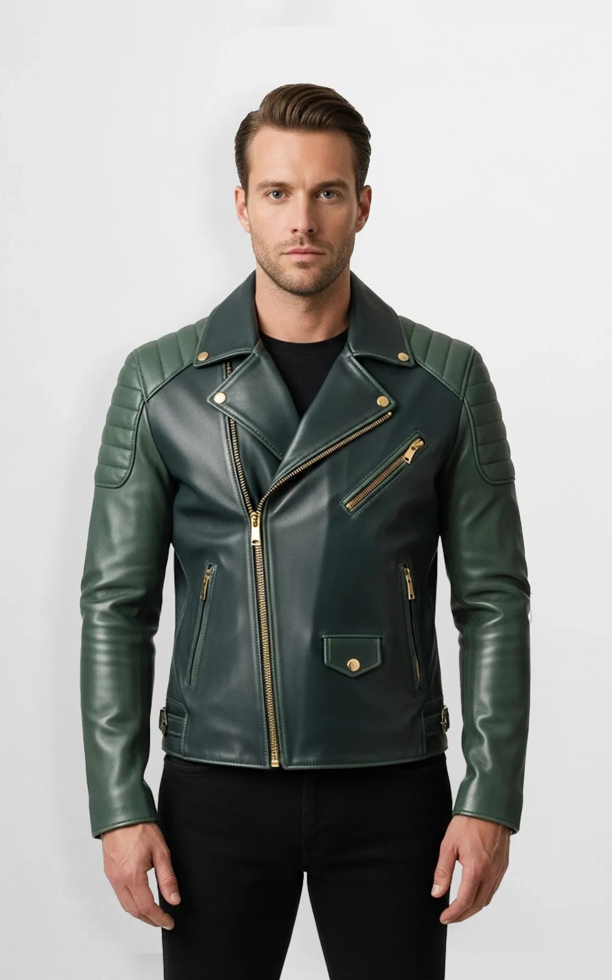 Ridge Commander Biker Leather Jacket Front  view