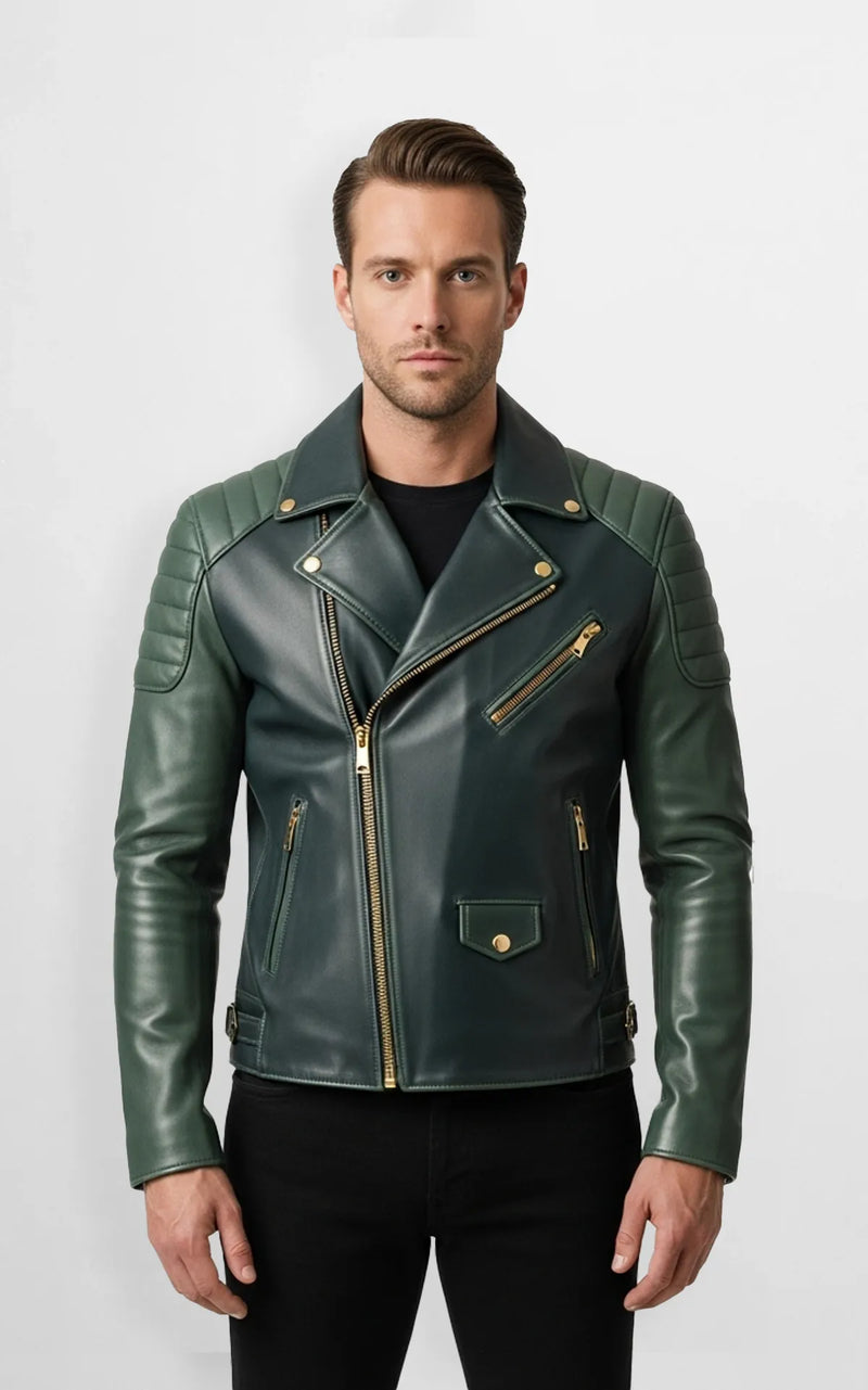 Ridge Commander Biker Leather Jacket Front  view