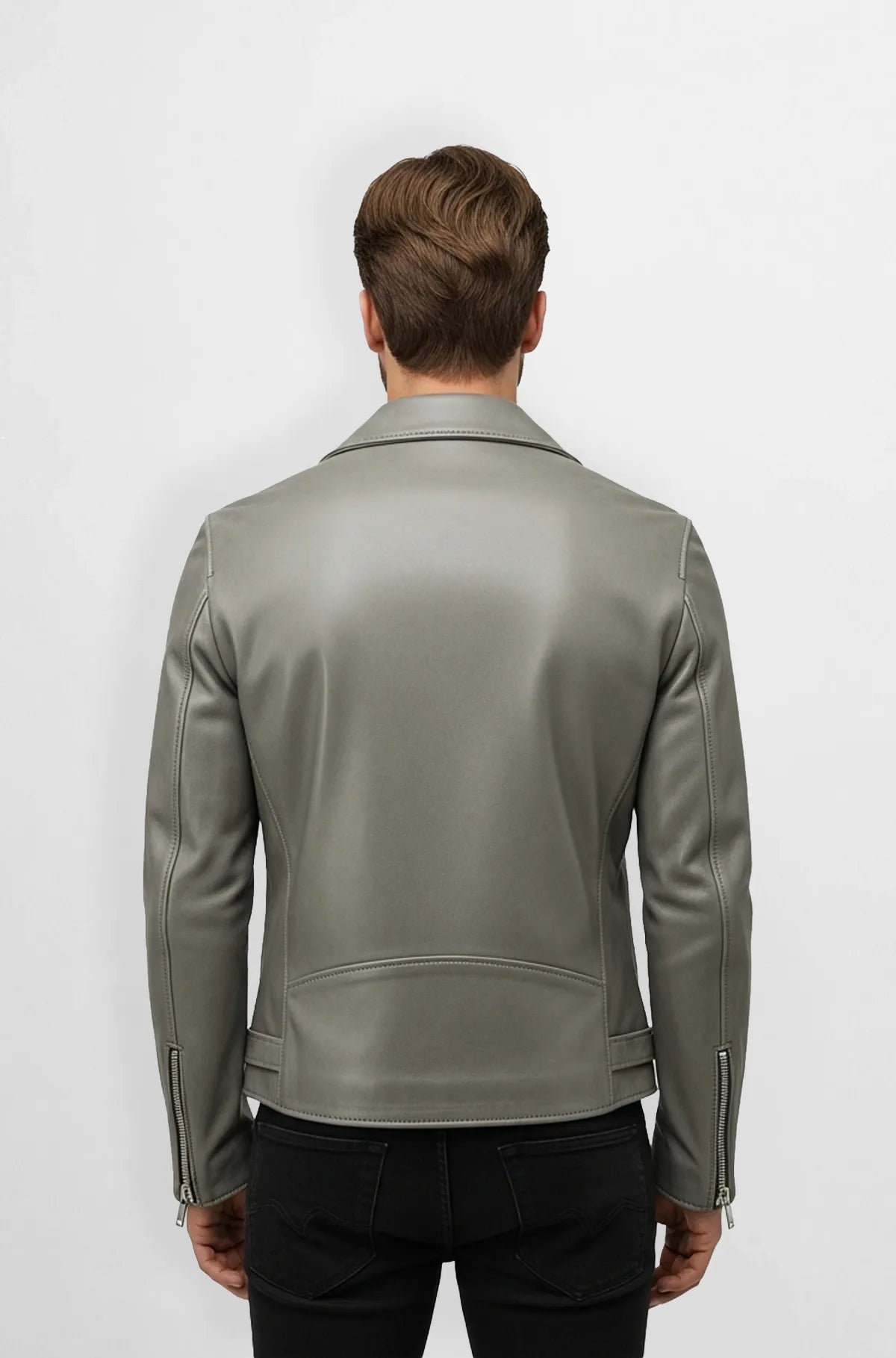 Ridge Taupe Shearling Biker Jacket