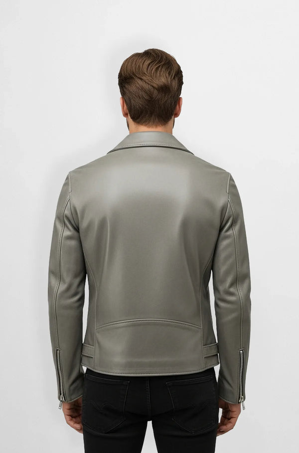 Ridge Taupe Shearling Biker Jacket
