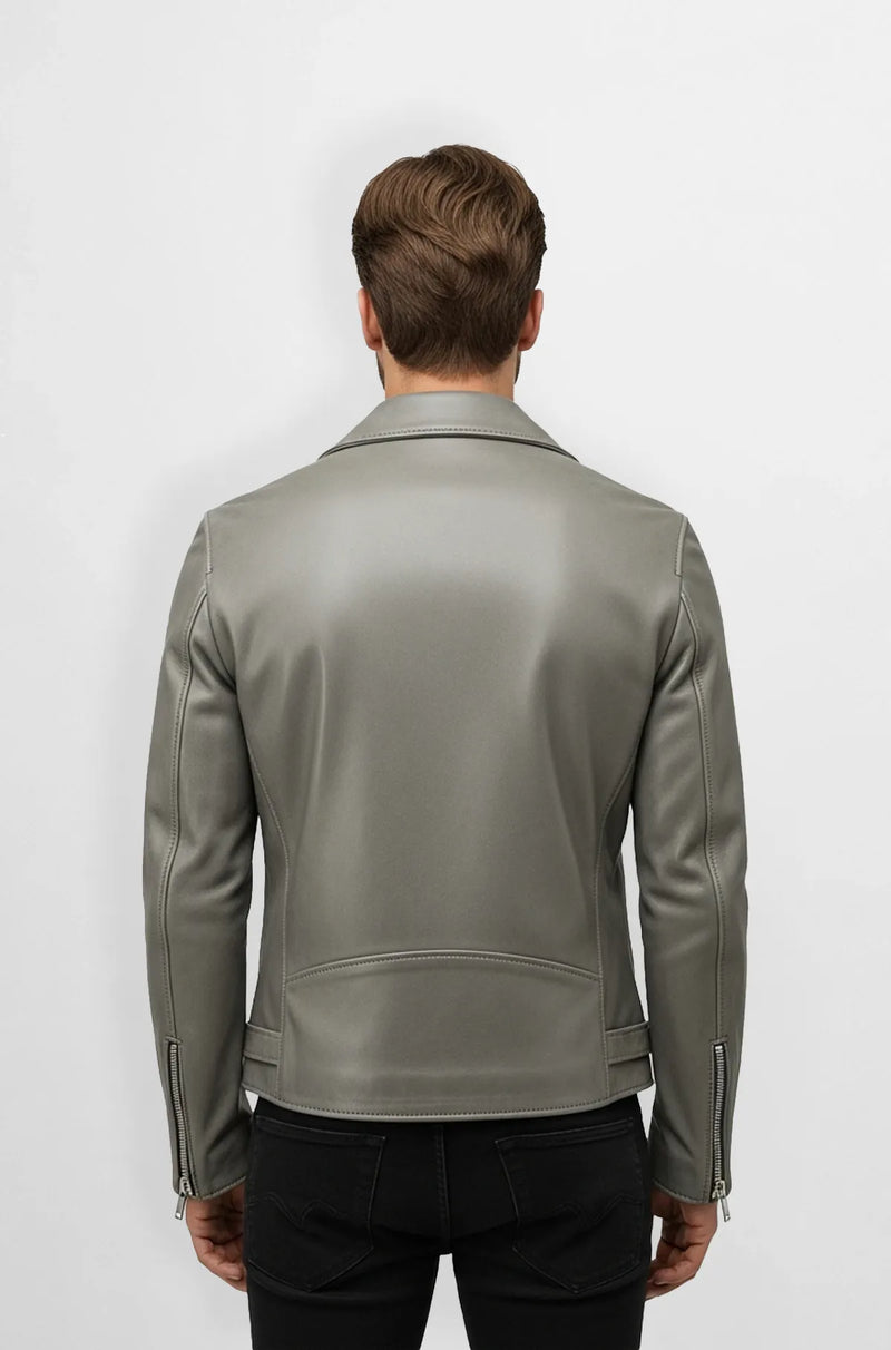 Ridge Taupe Shearling Biker Jacket
