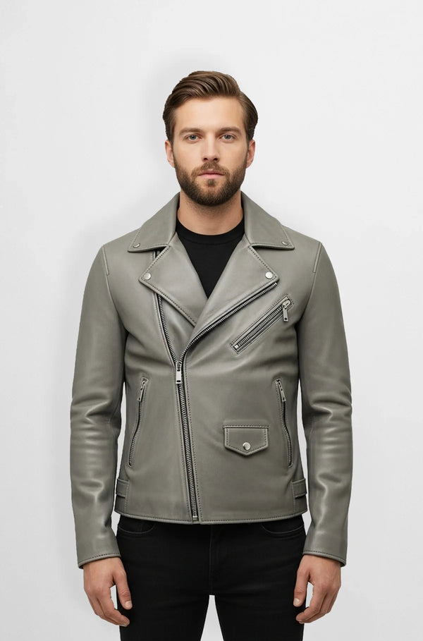 Ridge Taupe Shearling Biker Jacket