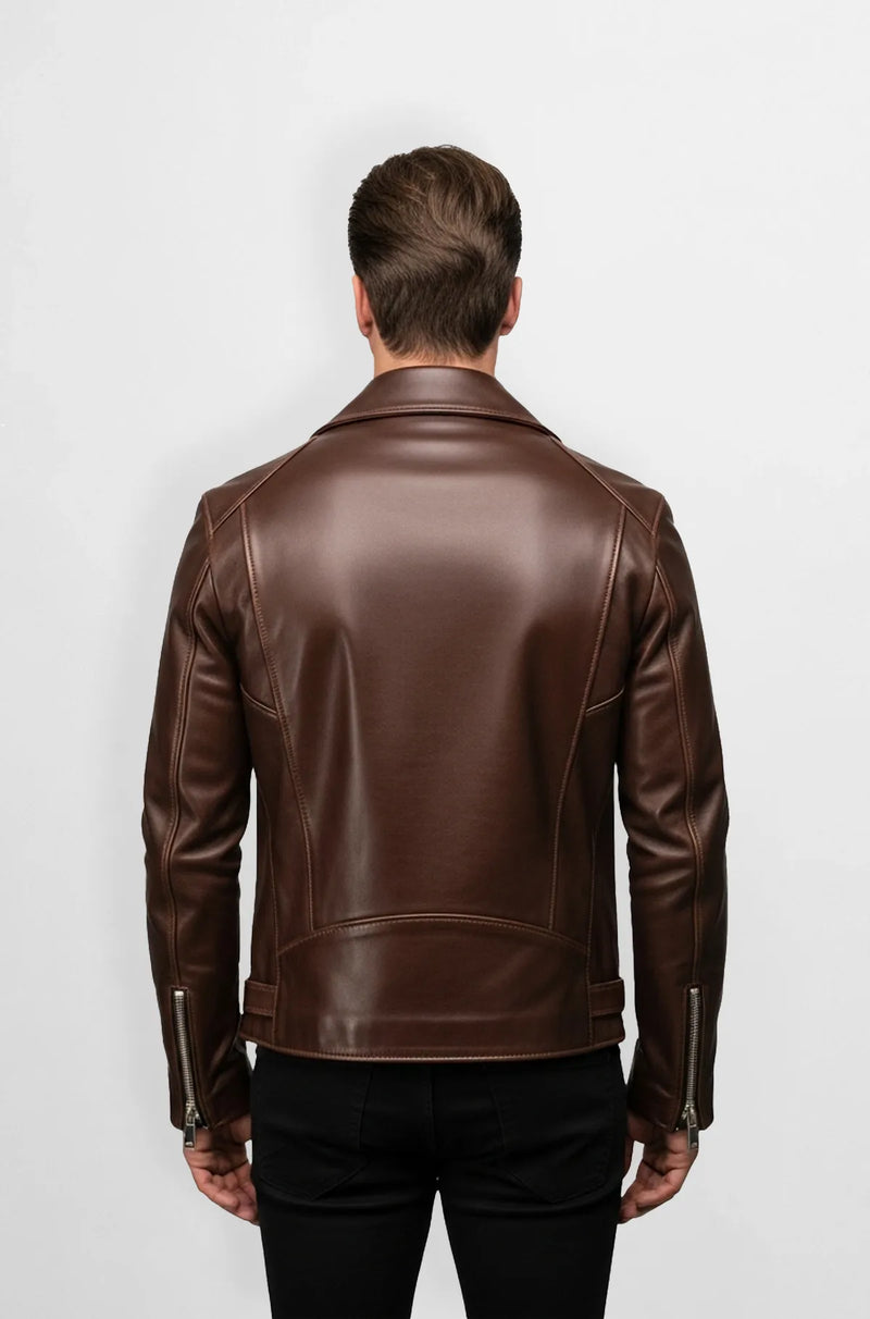 Rogue Classic Chocolate Biker Jacket Back view