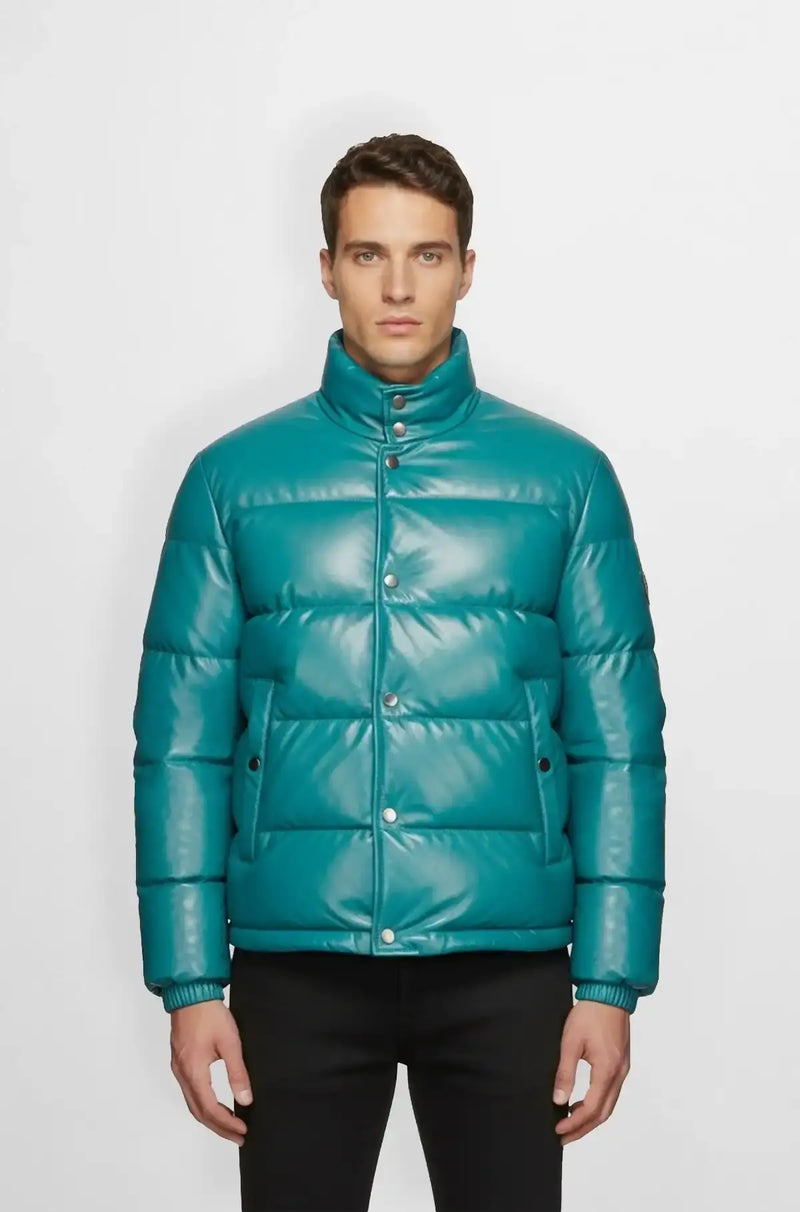 Slim and Fit Teal Premium Puffer Jacket