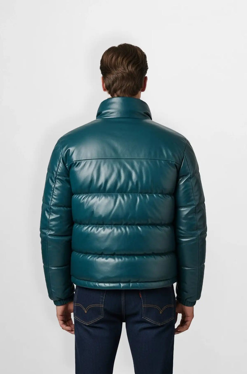 Teal Puffer Jacket For Men