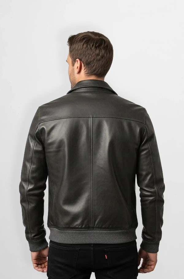 The Urban Raider Jet  Black Leather Bomber