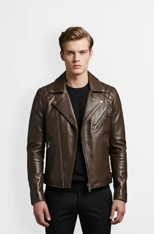 Titan Quilted Biker Jacket Front Usa