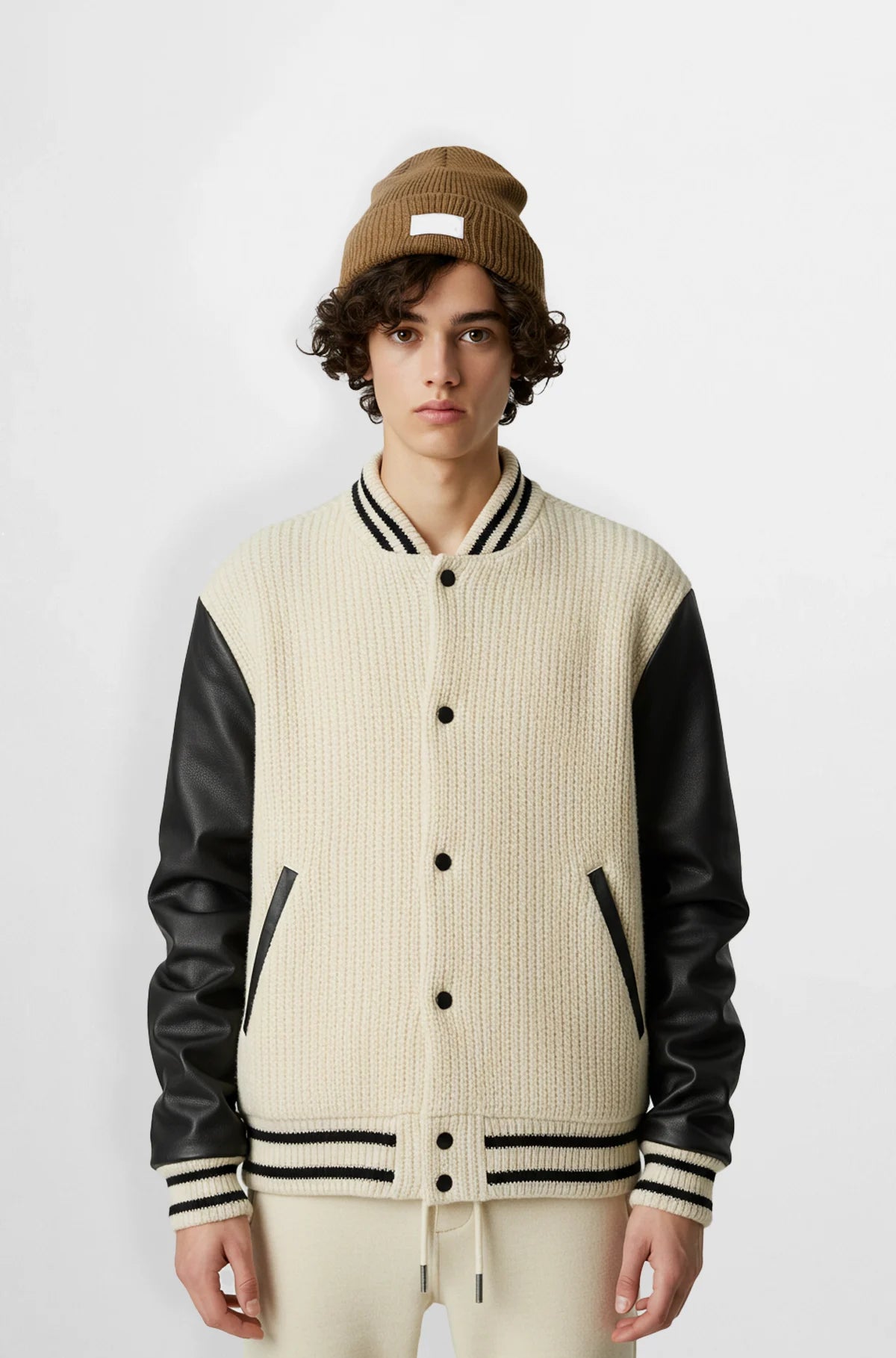 TwoTone Varsity Leather Jacket front view