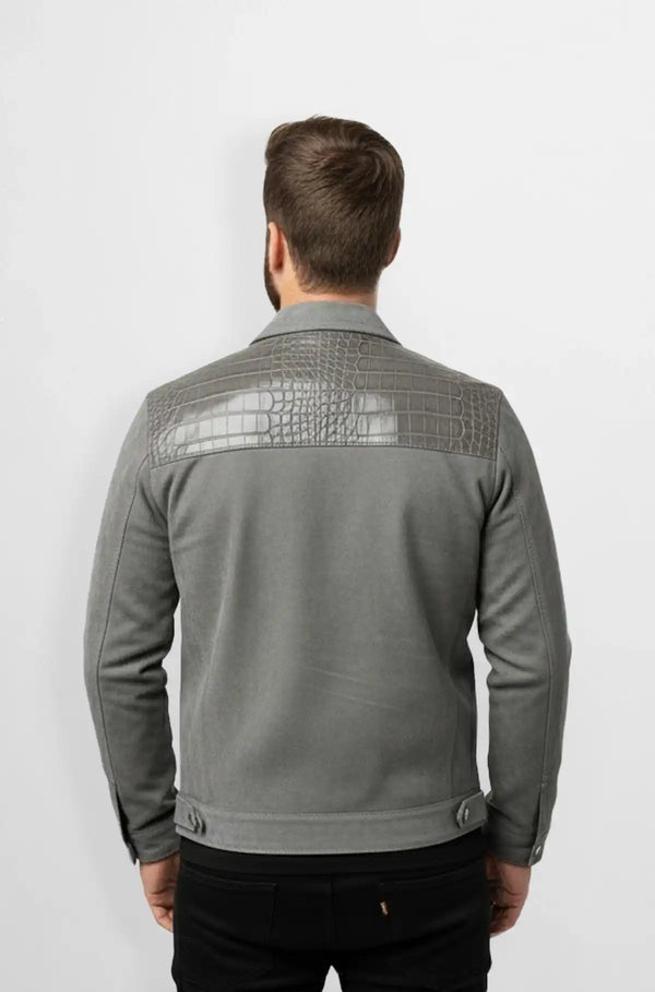 Urban Luxe Suede Croc Panel Jacket