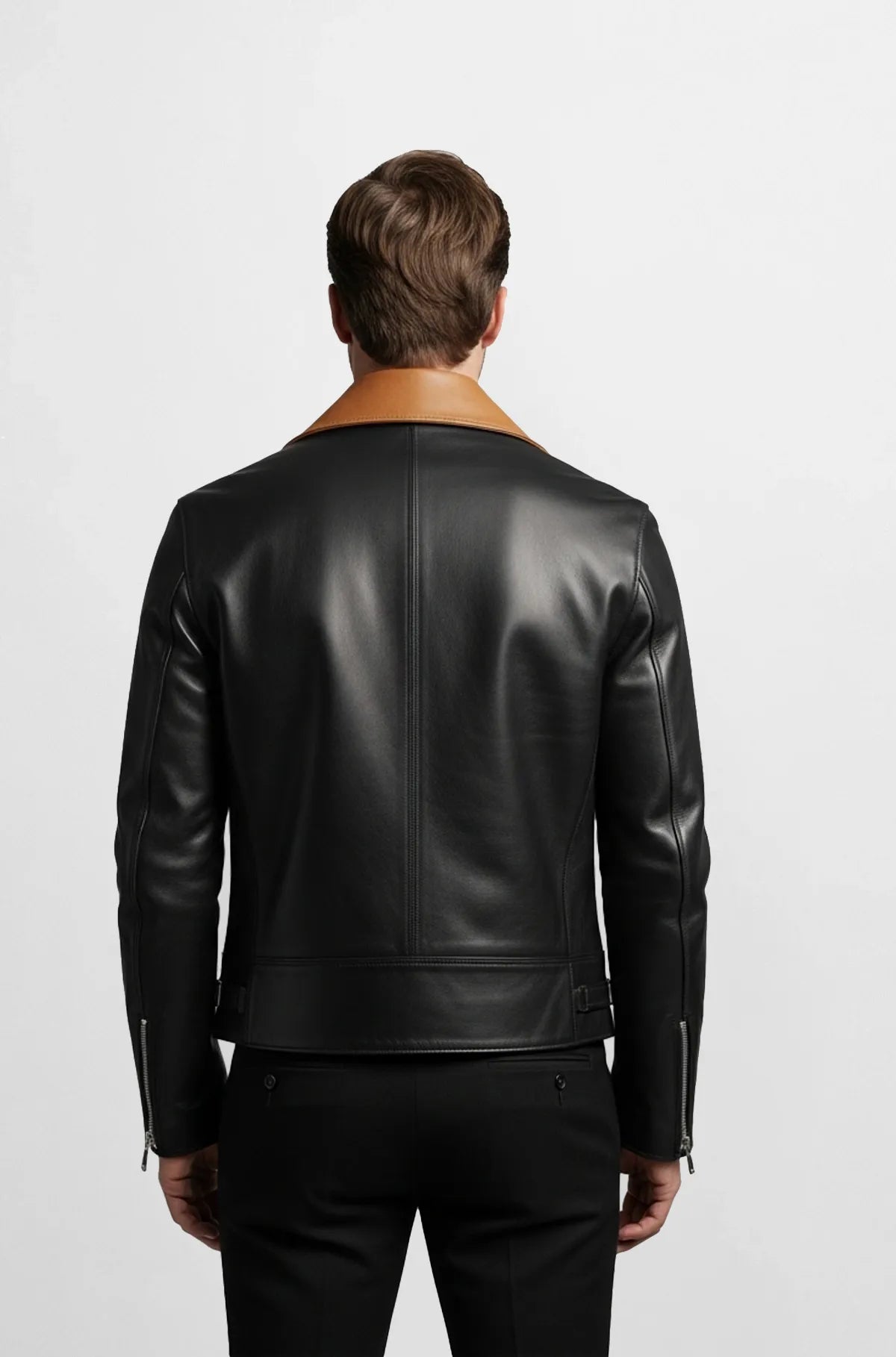 Vanguard Noir Tan Biker Jacket back view