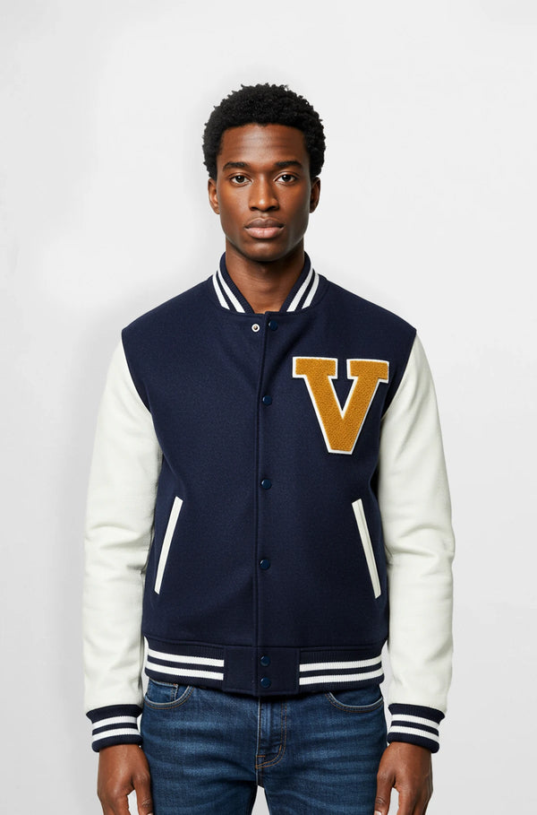 Varsity Leather Jacket for Men front view