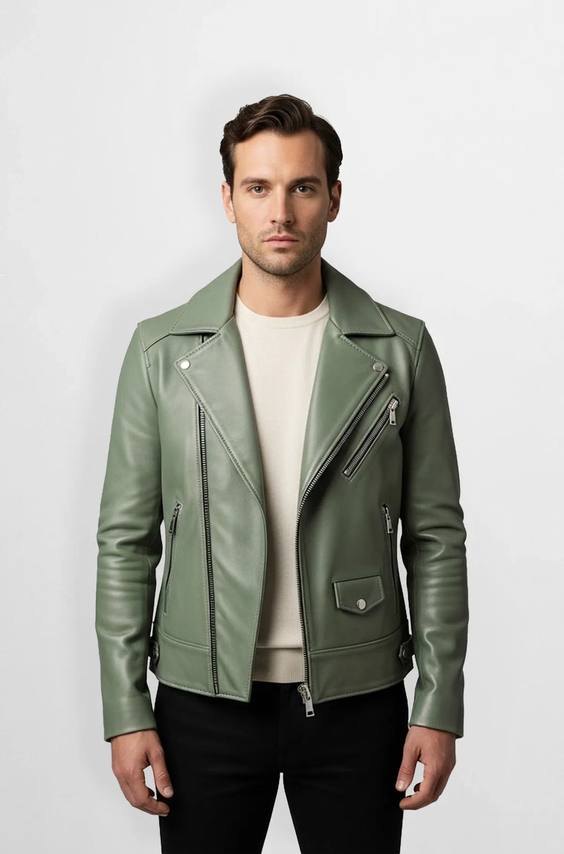 Verdant Edge Biker Jacket front view