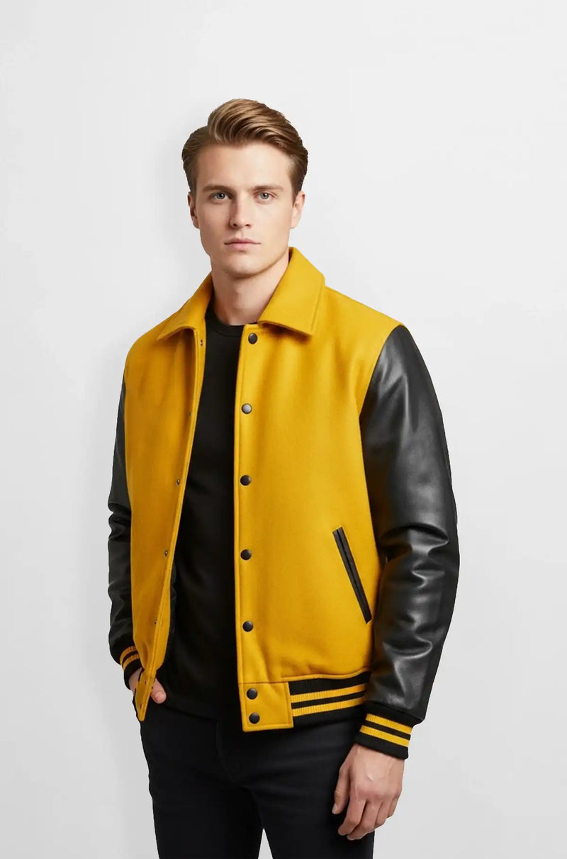 YellowStorm Varsity Leather Jacket front view