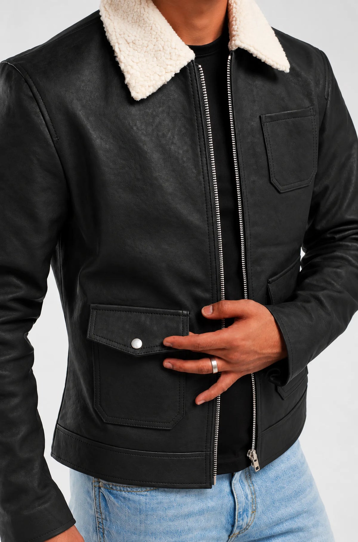 Black Leather Flight Jacket