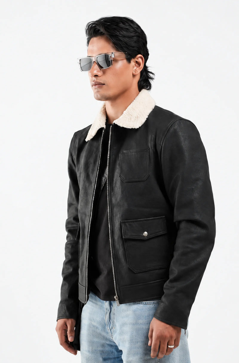 Black Leather Flight Jacket