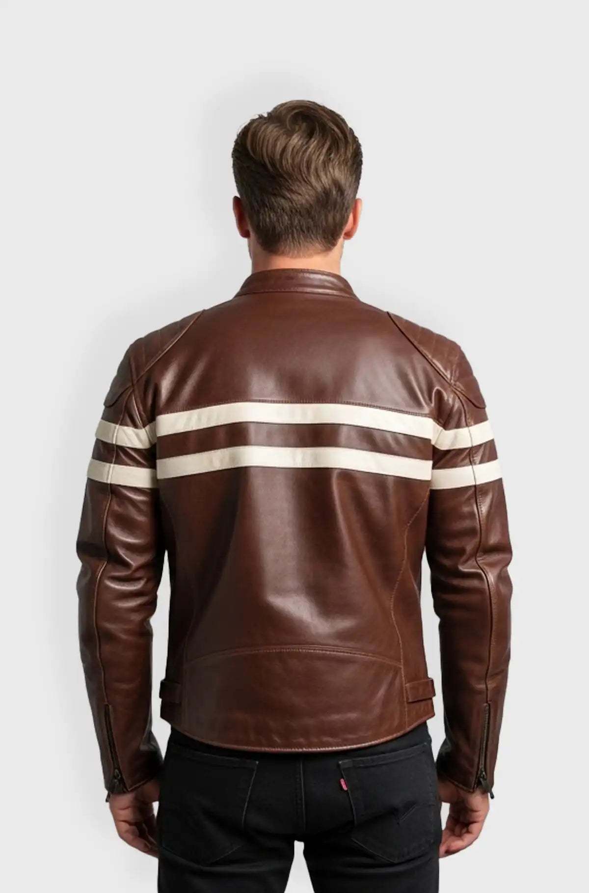 Mens Brown Cafe Leather Jacket