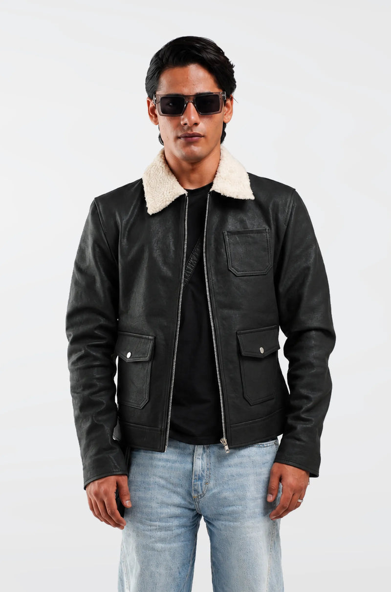 Black Leather Flight Jacket