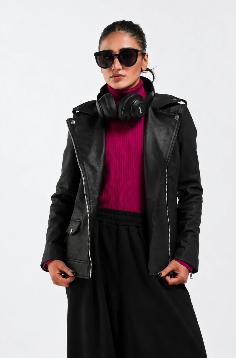 Black Leather Biker Jacket