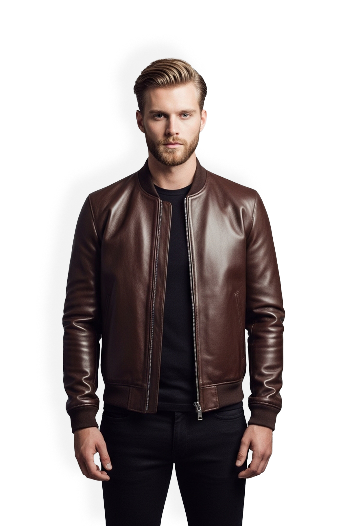Aero Craft Heritage Brown Leather Bomber Jacket