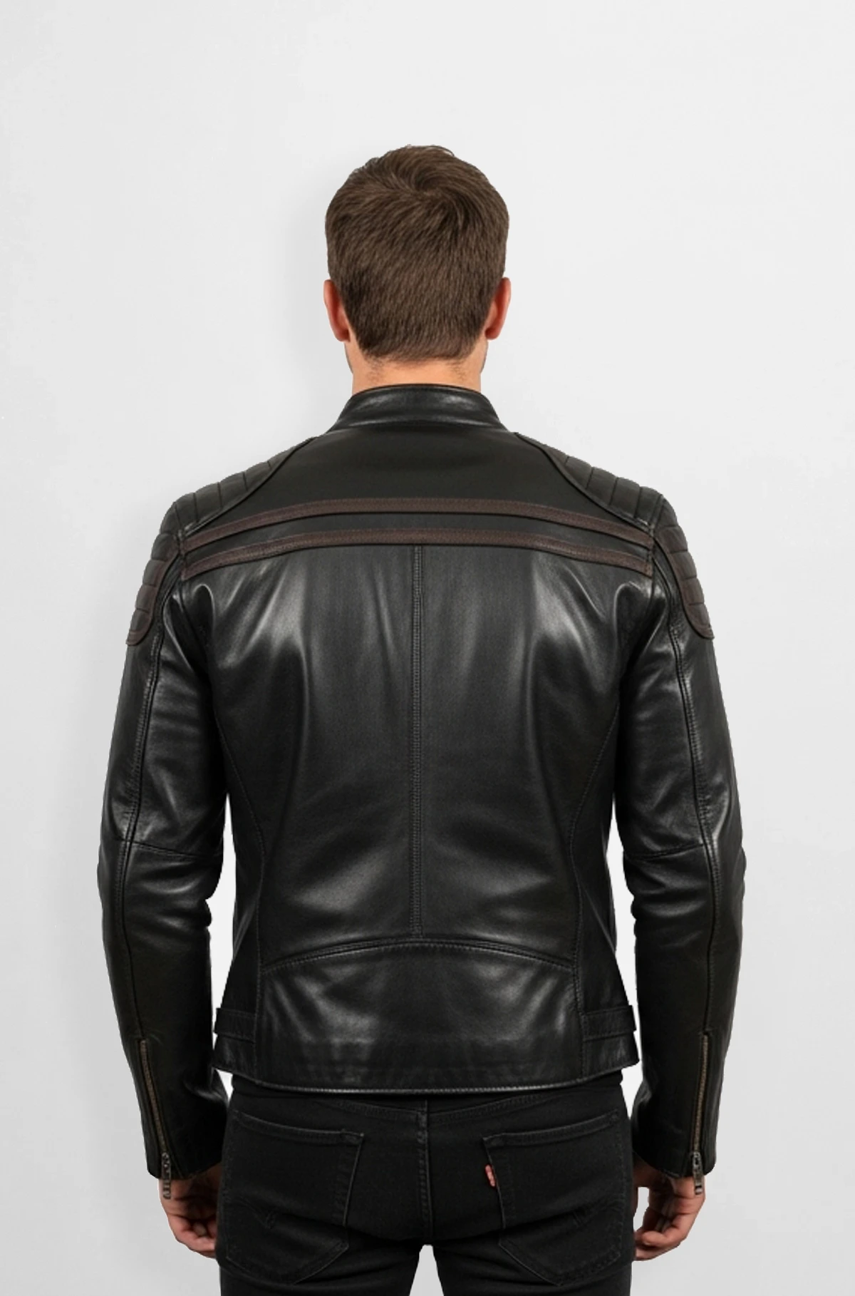 Black Quilted Biker Leather Jacket