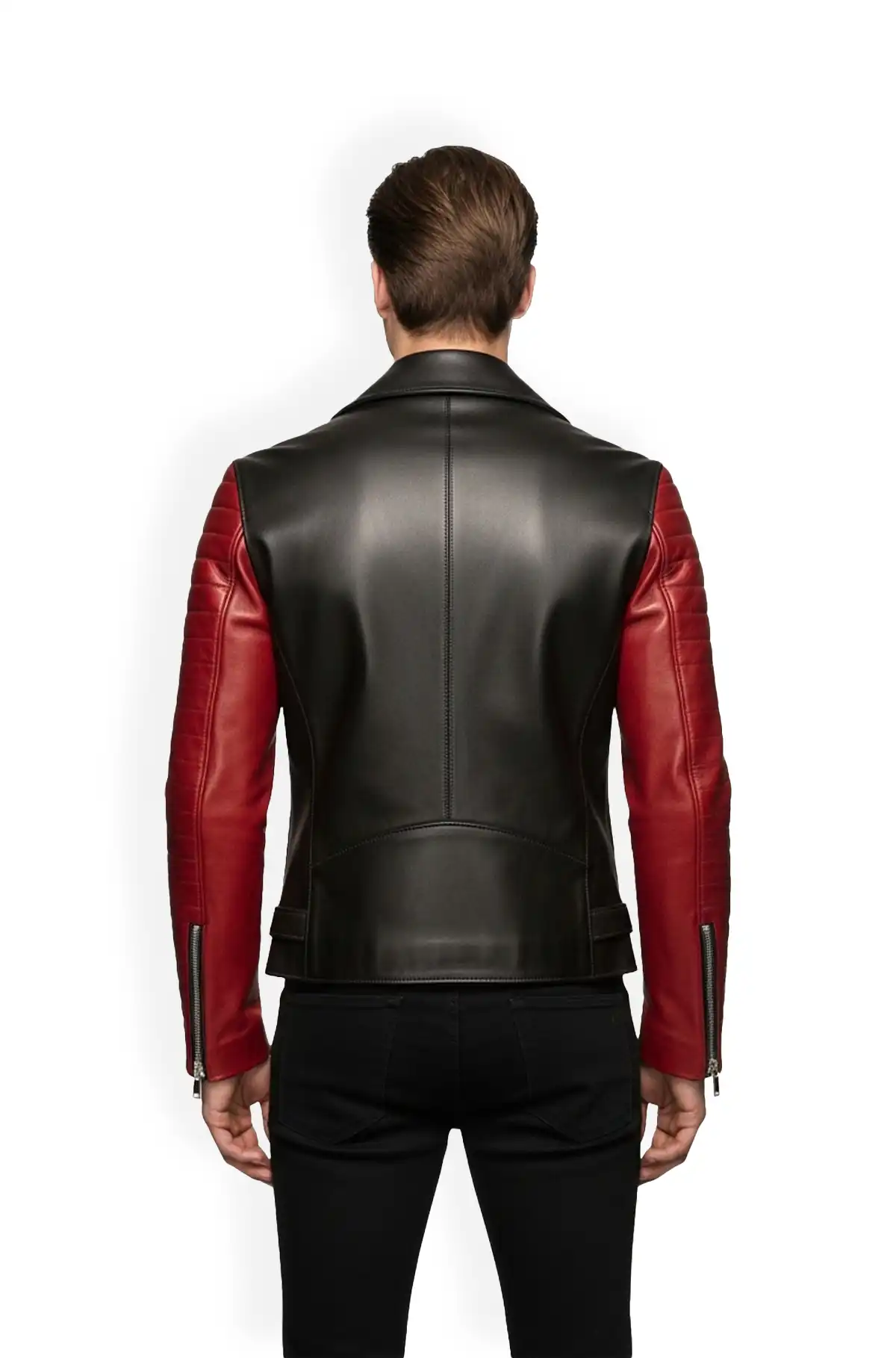 Black and Red Biker Leather Jacket