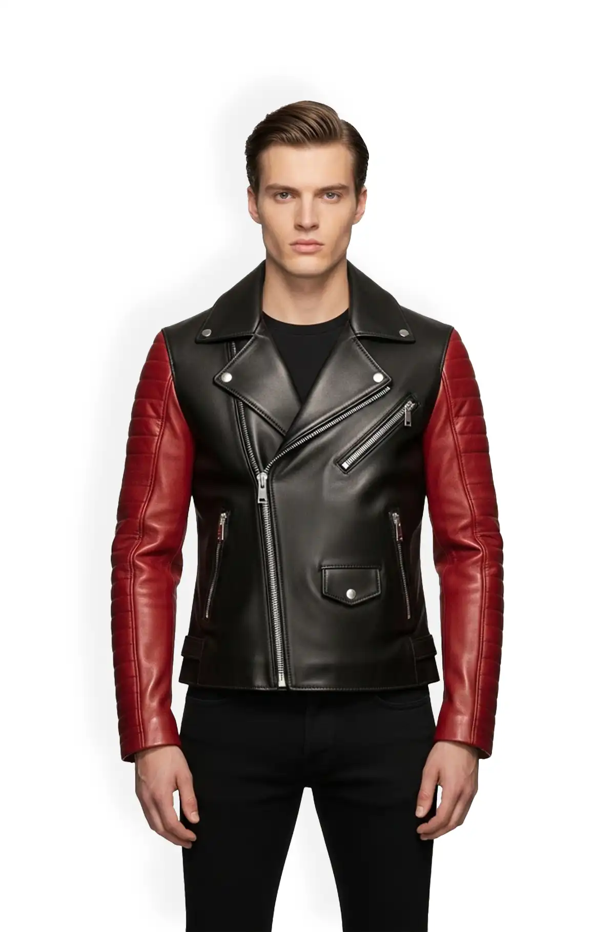 Black and Red Biker Leather Jacket
