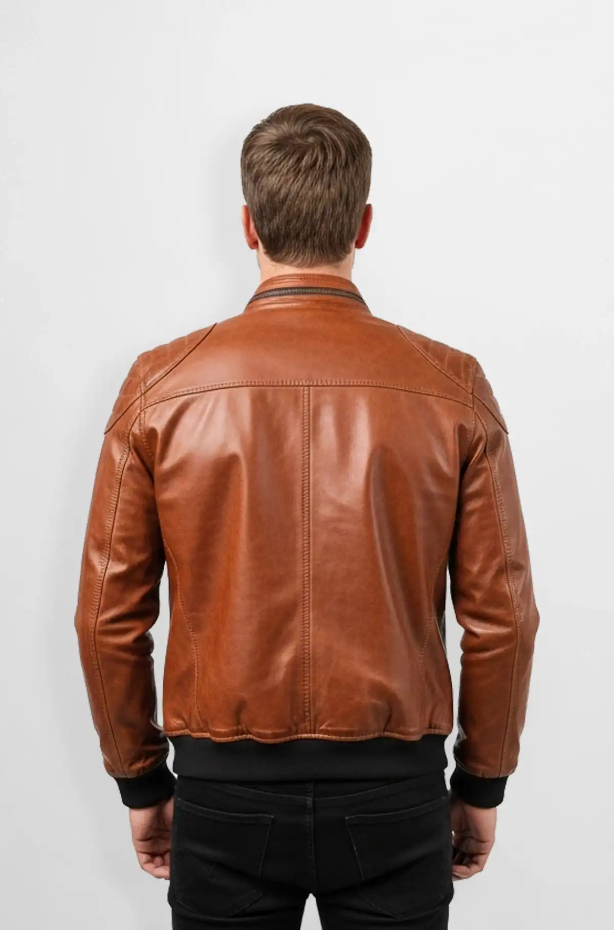Brown Casual Bomber with a Vintage Touch