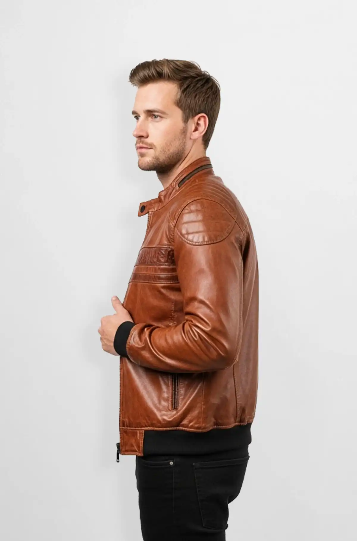 Brown Casual Bomber with a Vintage Touch