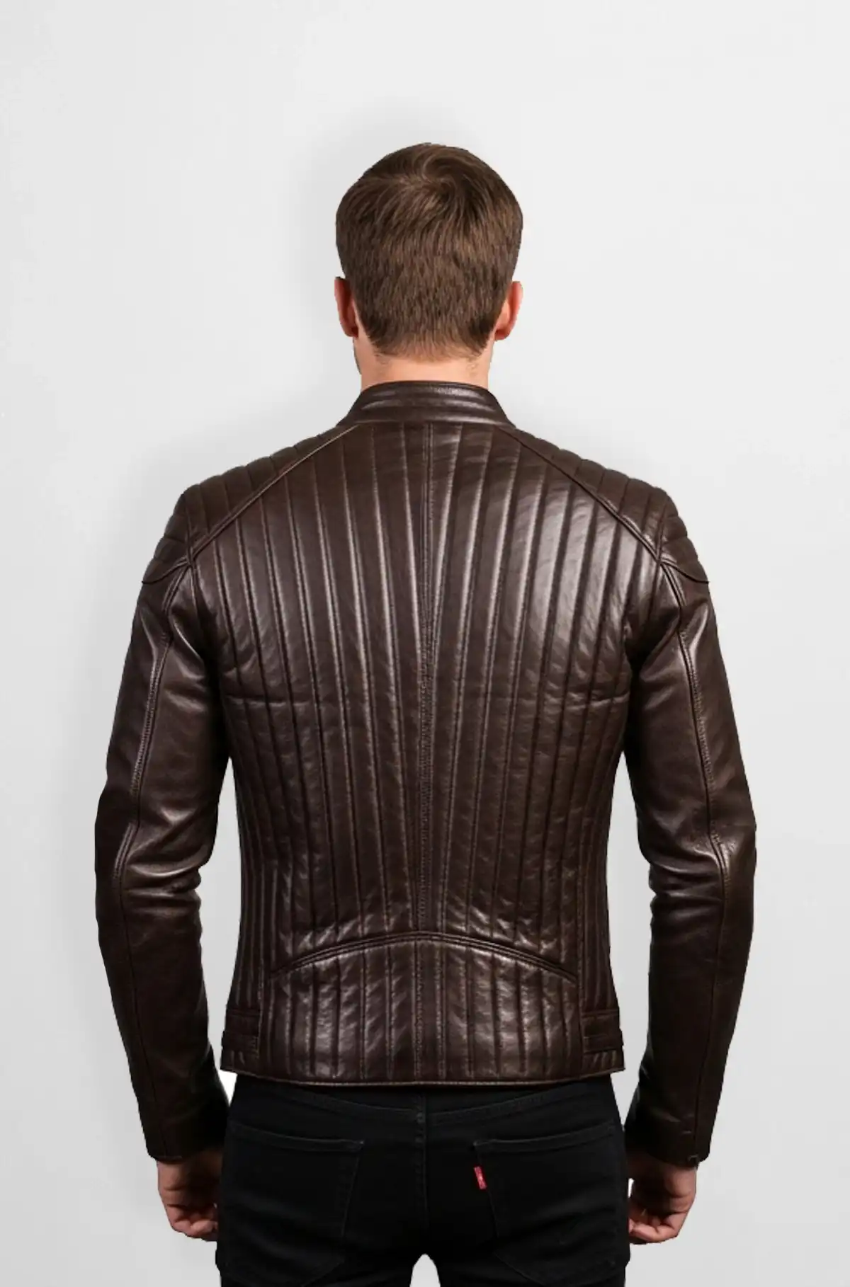 Dark Brown Quilted Leather Jacket