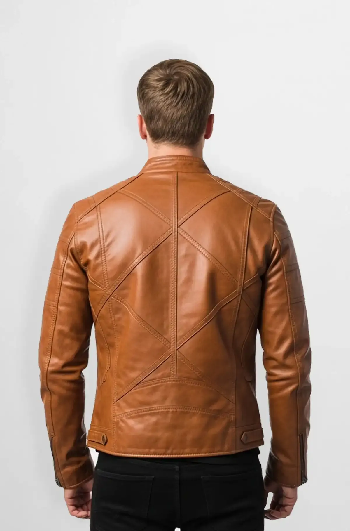 Brown Quilted Leather Moto Jacket