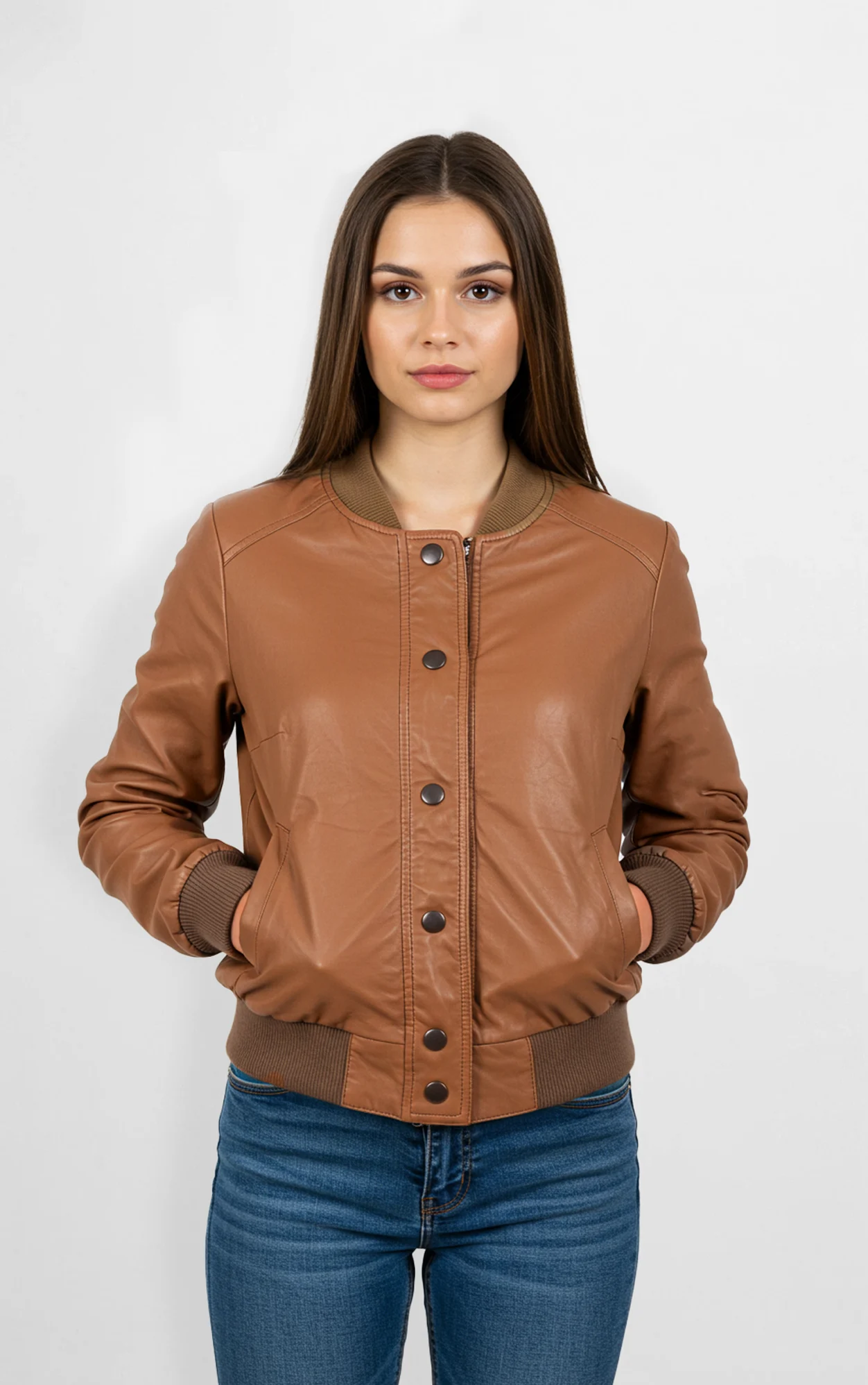  Caramel Classic Bomber Jacket