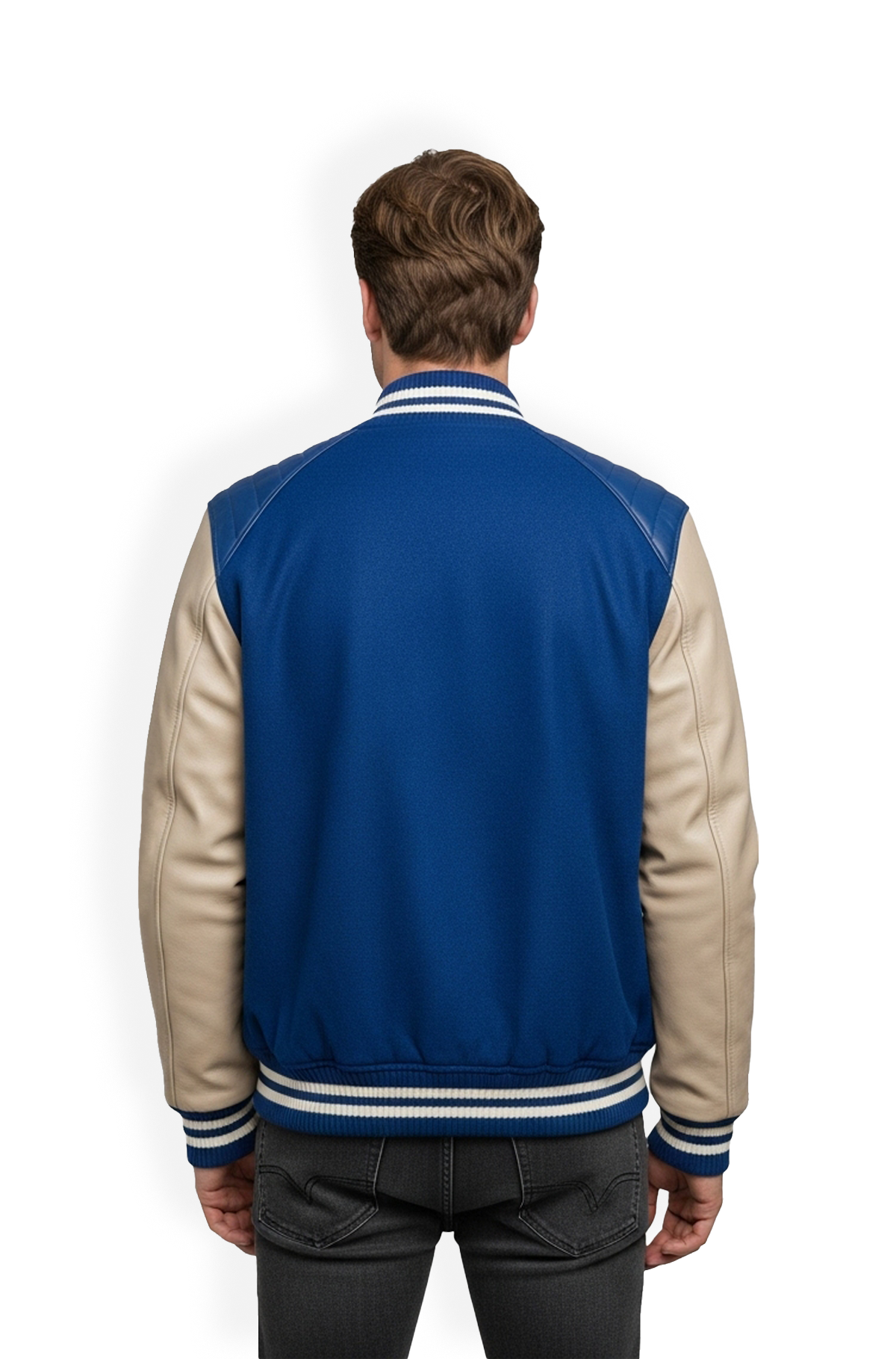 Classic Blue Varsity Leather Jacket