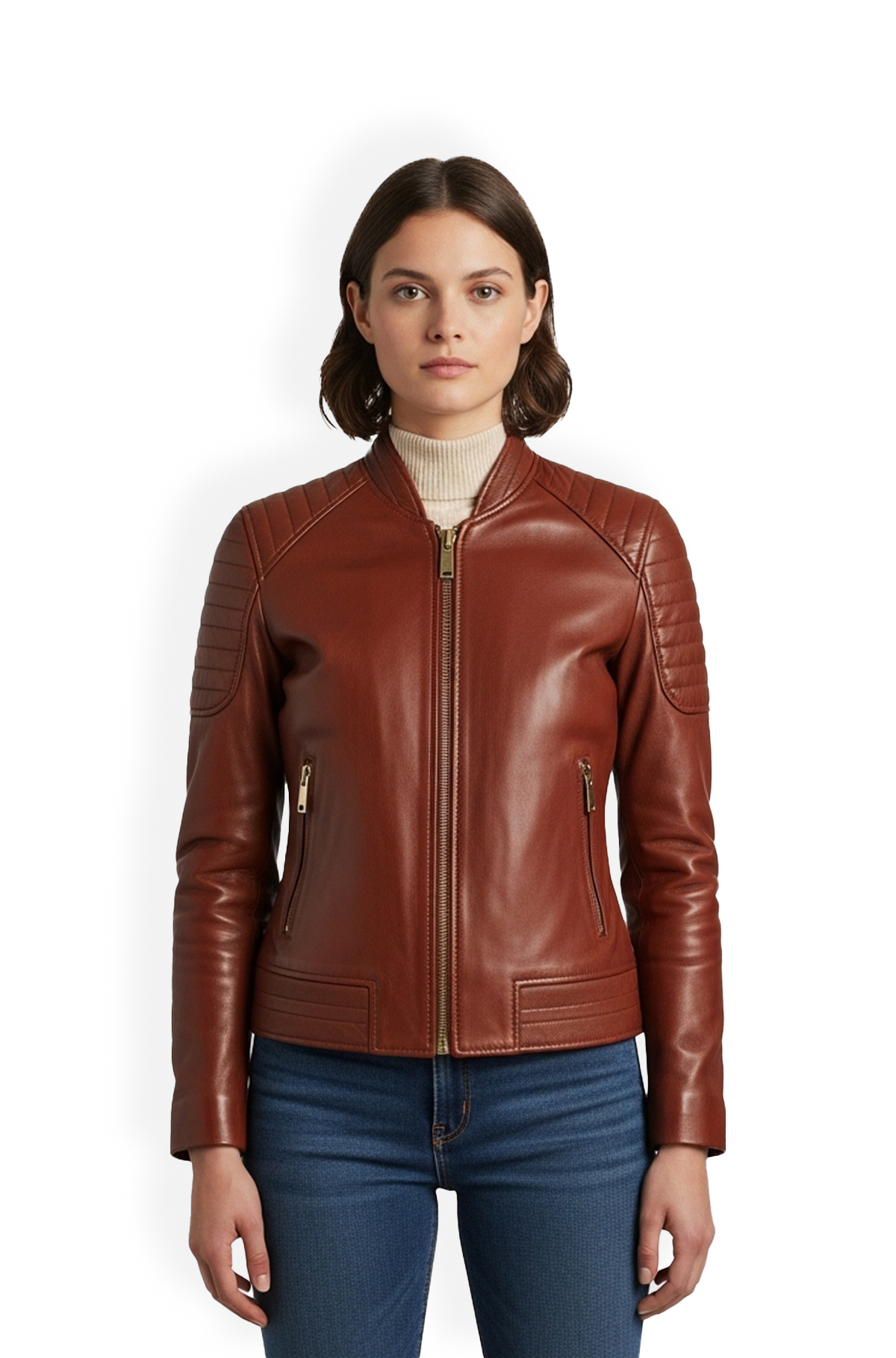 Classic Brown Leather Biker Jacket