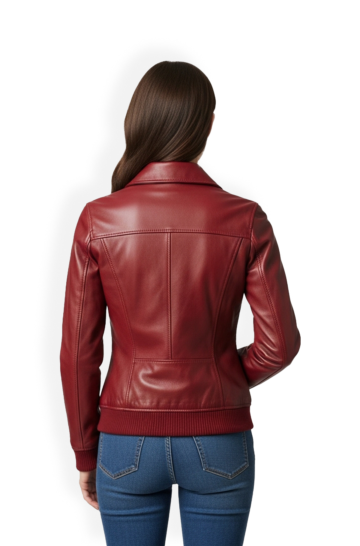 Crimson Charm Bomber Leather Jacket