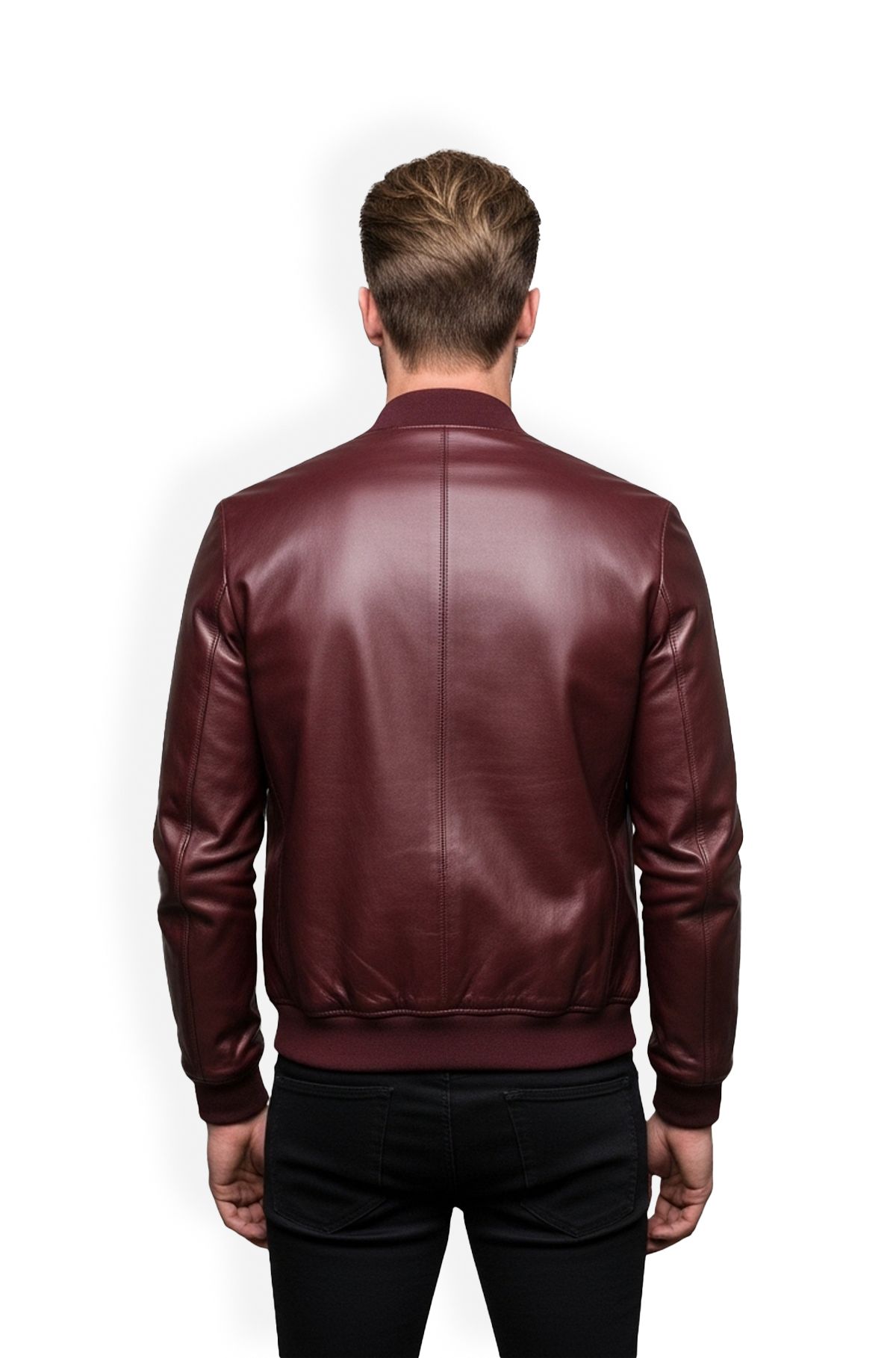 Crimson Crest Mens Maroon Leather Bomber Jacket
