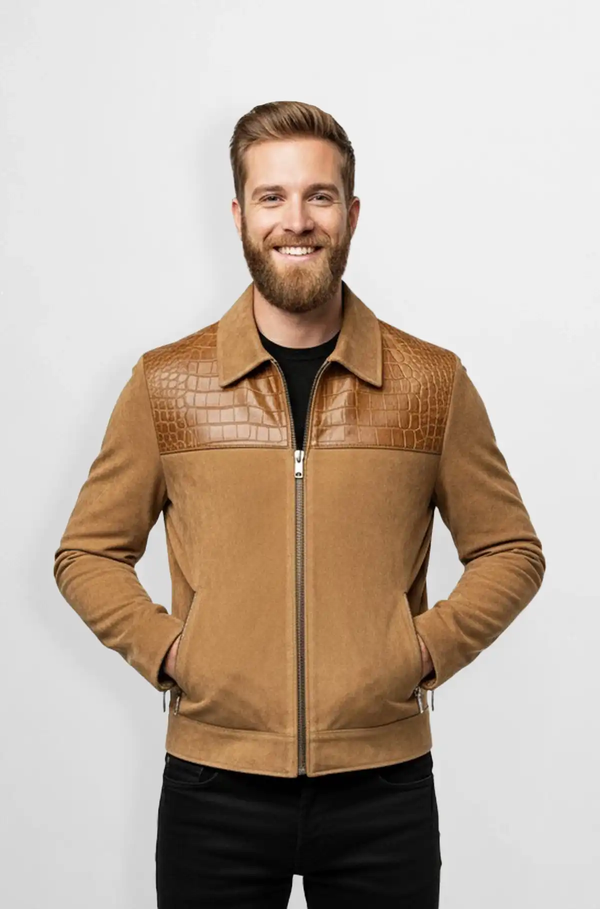 Croc Luxe Caramel Suede Jacket